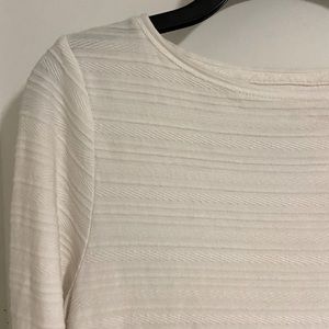 Talbots women’s long sleeve scoop necked white striped tee, Med